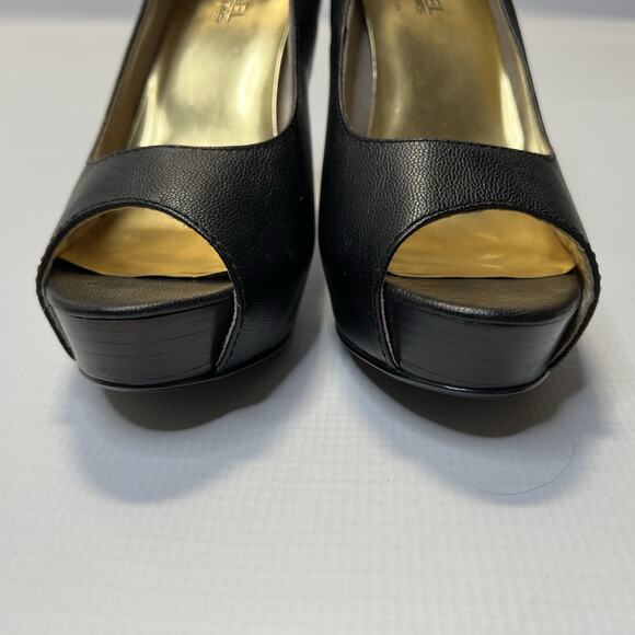 Michael michael Kors Peep Toe Hidden Platform Leather Stiletto Pumps Heels 6.5 - Picture 7 of 9